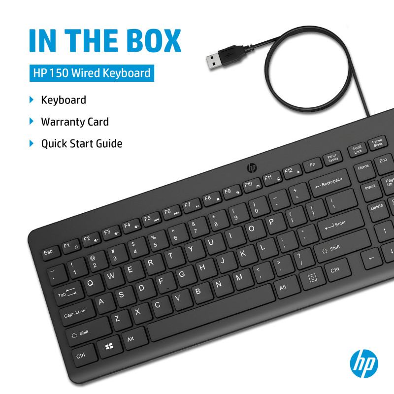 HP 150 vadu klaviatūra ar grieķu (GRK) izkārtojumu, melna 664R5AA#AB7