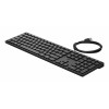 HP Desktop 320K vadu USB klaviatūra - beļģu AZERTY izkārtojums, melna, pilna izmēra ar ciparu tastatūru, izturīga pret šķidruma izšļakstīšanos, domāta plānajiem klientiem un galddatoriem (9SR37AA#AC0)