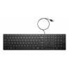 HP Desktop 320K vadu USB klaviatūra - beļģu AZERTY izkārtojums, melna, pilna izmēra ar ciparu tastatūru, izturīga pret šķidruma izšļakstīšanos, domāta plānajiem klientiem un galddatoriem (9SR37AA#AC0)