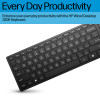 HP Desktop 320K vadu USB klaviatūra - beļģu AZERTY izkārtojums, melna, pilna izmēra ar ciparu tastatūru, izturīga pret šķidruma izšļakstīšanos, domāta plānajiem klientiem un galddatoriem (9SR37AA#AC0)