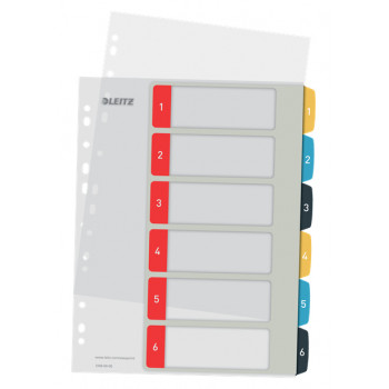 Leitz 12460000 A4 ciparu tabu indekss, 1-10, polipropilēns, pelēks