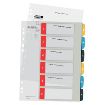 Leitz 12460000 A4 ciparu tabu indekss, 1-10, polipropilēns, pelēks
