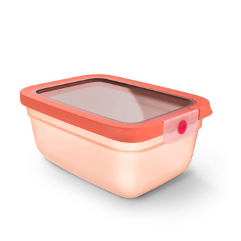 EMSA ONE CLICK pārtikas uzglabāšanas trauks 1,5 L oranžs, taisnstūrveida, hermētisks, necaurlaidīgs, mikroviļņu krāsnij, saldētavai un trauku mazgājamai mašīnai piemērots, bez BPA 3110601756