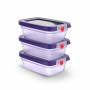 EMSA ONECLICK pārtikas uzglabāšanas trauku komplekts, 3 x 0,5 L, violets, hermētisks, bez BPA 3110601837
