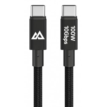 BLACK ROCK USB-C uz USB-C uzlādes un datu kabelis, 100 W Power Delivery, 10 Gbit/s, 1,2 m, melns 00201765