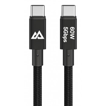 Black Rock USB-C uz USB-C kabelis 60W 5Gbps 1,2m melns 00201764