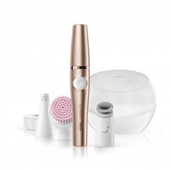 Braun FaceSpa Pro 921 3-in-1 sejas epilators, tīrīšanas birste un tonizēšanas ierīce, bronzas-balta