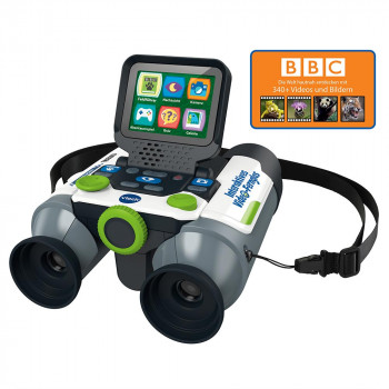 VTech Interactive Video Binoklis ar 2,4 collu krāsu LCD ekrānu, 2x optisko un 4x digitālo tuvinājumu, 5MP fotogrāfijām, spēlēm, zaļš/melns (80-6168604)