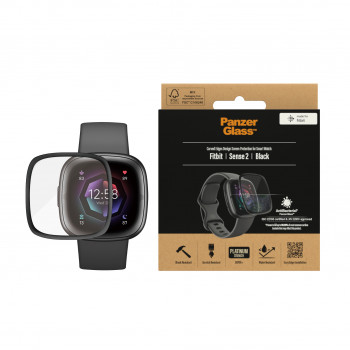 PanzerGlass ekrāna aizsargplēve Fitbit Sense 2, melna — PanzerGlass 3667