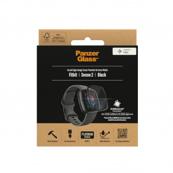 PanzerGlass ekrāna aizsargplēve Fitbit Sense 2, melna — PanzerGlass 3667