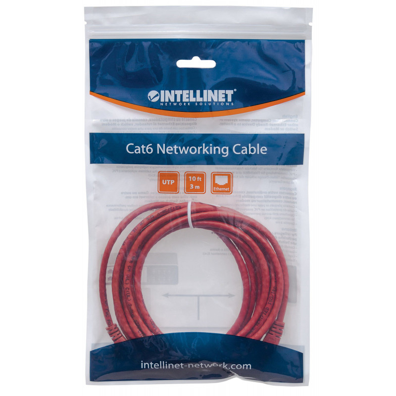 Intellinet Cat6 UTP tīkla kabelis, 2x RJ45, formēti, 7,5 m, sarkans (342193)