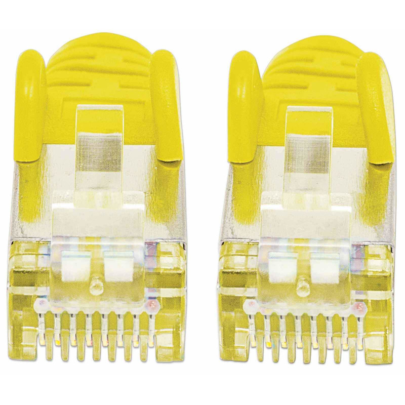Intellinet High Performance Cat.7 SFTP tīkla savienojuma kabelis, 15 m, RJ-45 male to RJ-45 male, dzeltens, bez halogēniem, snagless 741125