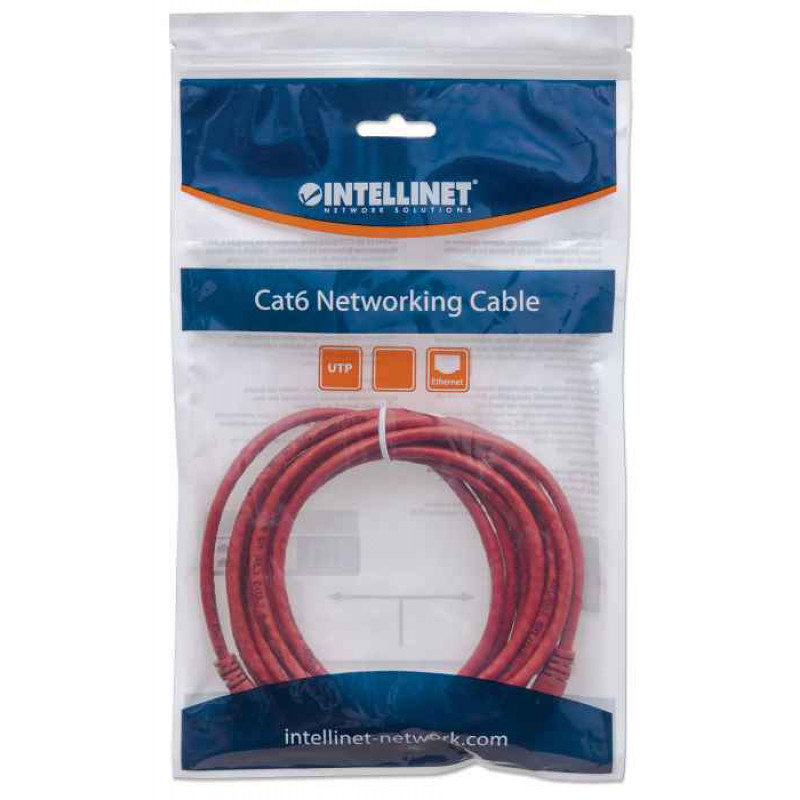 Intellinet Cat6 UTP tīkla kabelis, RJ45, formēts, 1,5 m, sarkans 342155