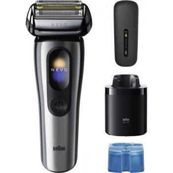 Braun NEVO 17000cc elektriskais skuveklis ar Clean&Charge staciju, 5 režīmi, 360° galva, hroms/sudrabs 349659