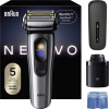 Braun NEVO 17000cc elektriskais skuveklis ar Clean&Charge staciju, 5 režīmi, 360° galva, hroms/sudrabs 349659