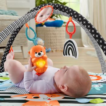 Mattel Baby Activity Gym ar spēles arku, gaismām un mūziku, rotaļu paklājiņš/arka (HBP41)