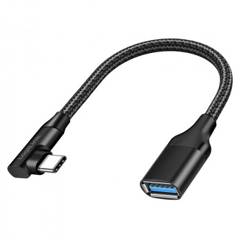 LogiLink CU0100 USB-C uz USB-A adaptera kabelis, 0,2 m, 10 Gbps, 90° leņķa, melns