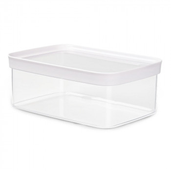 EMSA OPTIMA taisnstūra sausās pārtikas uzglabāšanas trauks, 2.0 L, caurspīdīgs ar baltu vāku, hermētisks svaiguma blīvējums, bez BPA plastmasas, 1 gab. 3110600898