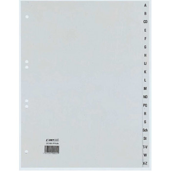 REXEL HETZEL A4 A-Z satura rādītāja atdalītājs, 20 iedaļas, polipropilēns, pelēks, 80-80-80 mm perforācija 25240481