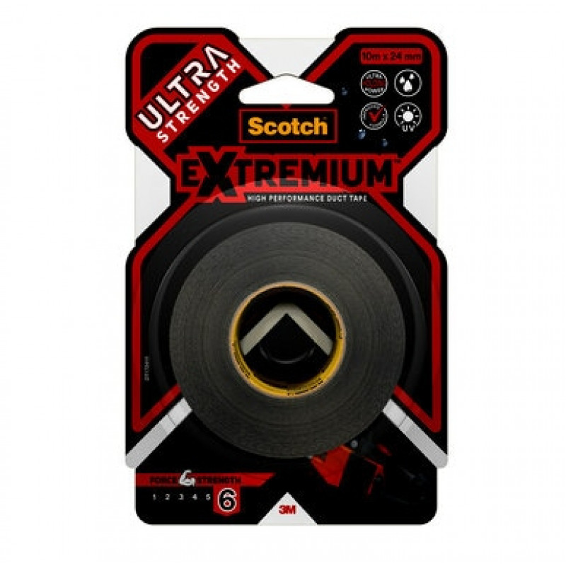 3M Extremium melnais saišķošanas remonta līmlente, UV izturīga, ūdensdroša, 10 m x 24 mm, 6 ruļļi 7100207215