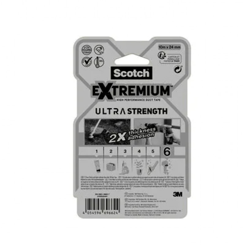 3M Extremium melnais saišķošanas remonta līmlente, UV izturīga, ūdensdroša, 10 m x 24 mm, 6 ruļļi 7100207215