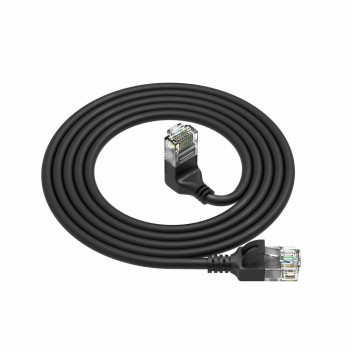 ACT DC4901 1m CAT6A U/UTP LSZH Slimline tīkla kabelis, melns, RJ45 90° uz augšu uz taisnu