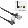 ACT DC4901 1m CAT6A U/UTP LSZH Slimline tīkla kabelis, melns, RJ45 90° uz augšu uz taisnu
