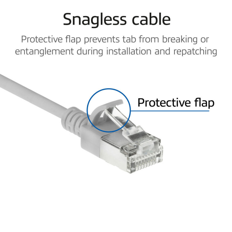 ACT pelēks 0,25m LSZH S/FTP CAT6A slimline tīkla kabelis ar aizsargātiem RJ45 savienotājiem (DB7052)