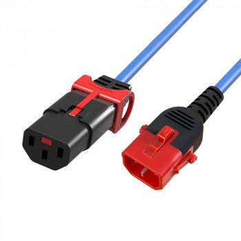 ACT Powercord C13 - C14 Dual IEC LOCK zils 3 m (AK5520)