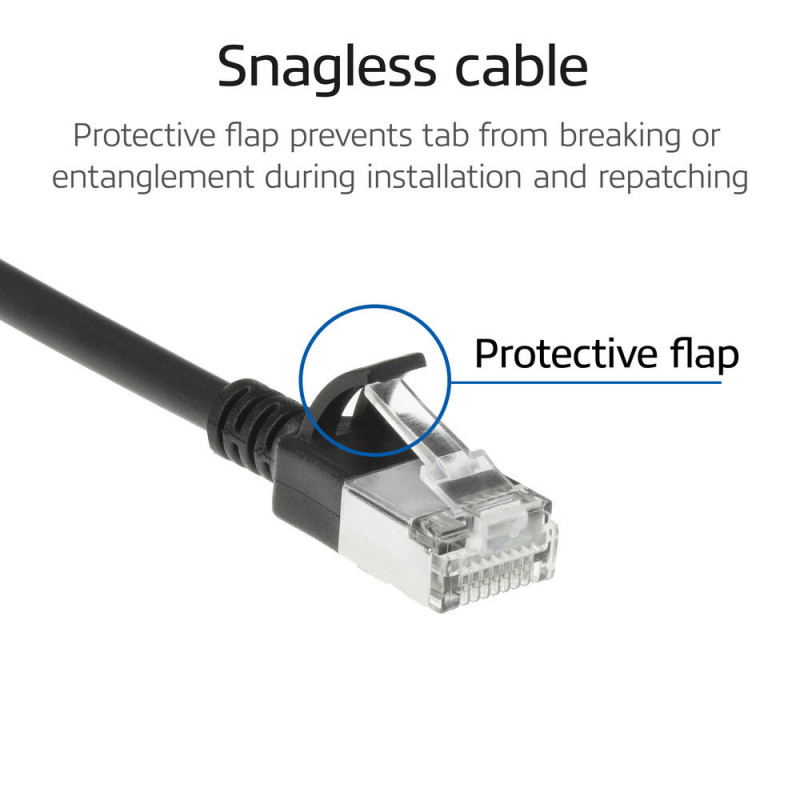 ACT Black 1,5m LSZH S/FTP CAT6A Slimline Snagless Patch Cable ar RJ45 savienotājiem (DB7951)