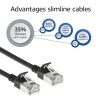 ACT melns 7m LSZH S/FTP CAT7 Slimline tīkla kabelis ar RJ45 savienotājiem (DF7907)
