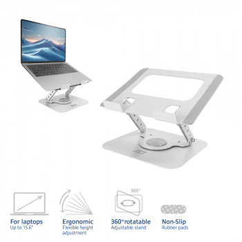 ACT Laptop Stand 360° rotējošs, bezpakāpju augstuma regulēšana, ACT Essentials (AC8136)