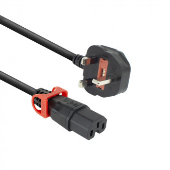 ACT barošanas vads UK kontaktdakša - C15 IEC Lock+ melns 2 m, PC3884 (PL0082)