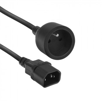 ACT Powercord C14 IEC 60320 - Type E female (max. current 10A) melns 0,6 m (AK5386)