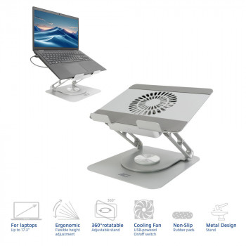 ACT Rotējošs klēpjdatora dzesēšanas statīvs, bezpakāpju augstuma regulēšana (AC8106)