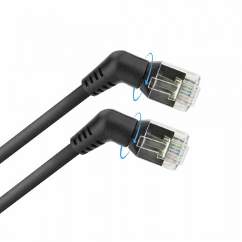 ACT DD1910 CAT6A U/FTP slaids tīkla kabelis, 10m, melns, leņķa 360° rotējoši RJ45