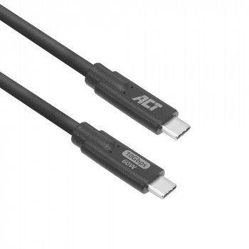 ACT USB-C uz USB-C kabelis 1m 5Gbps 60W PD 4K video - melns AC7443