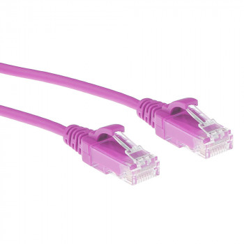 ACT rozā 0,25 m LSZH U/UTP CAT6 Datacenter Slimline savienojuma kabelis ar snagless RJ45 savienotājiem (DC9452)
