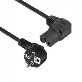 ACT AK5349 Barošanas kabelis Schuko CEE 7/7 taisns leņķa kontaktdakša uz IEC C15 ligzda leņķa labais 1m melns