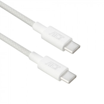 ACT USB 2.0 60W uzlādes/datu pārvades kabelis USB-C uz USB-C, balts, 1 m (AC3080)