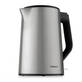 MEDION Life MD12105 divsienu elektriskā tējkanna 1,5 L 2200 W sudraba ar Strix kontrolieri