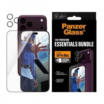 PanzerGlass 2-in-1 Essentials komplekts – ekrāna aizsargplēve un kameras objektīva aizsargplēve iPhone 18 Pro Max