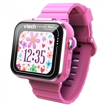 VTech KidiZoom Smart Watch MAX rozā bērnu viedpulkstenis ar divām kamerām, 20+ spēlēm, aktivitāšu sekotāju, ūdens šļakstu aizsardzību