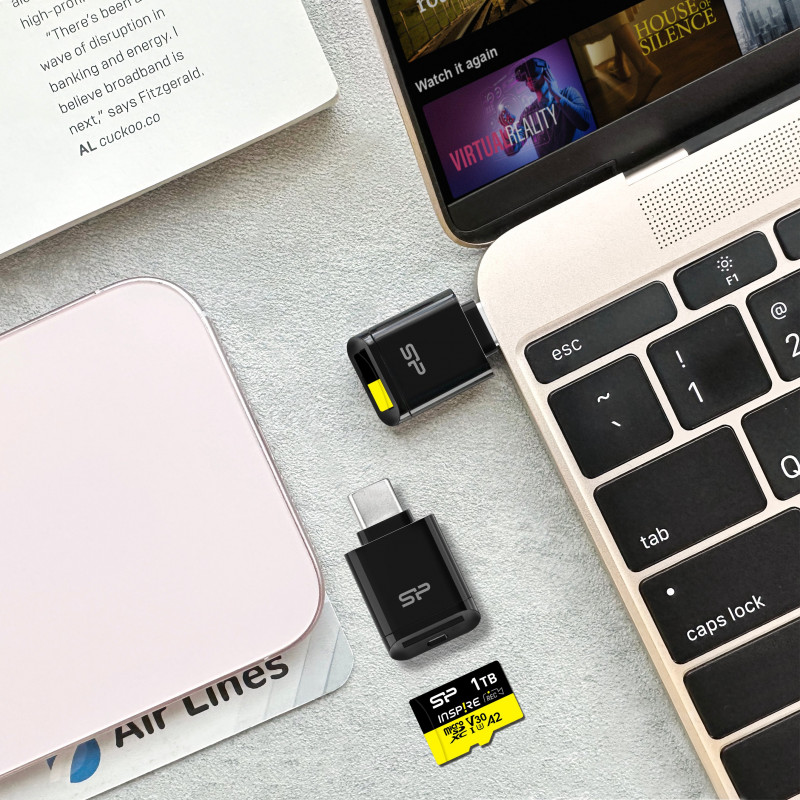 Silicon Power C200 USB-C 3.2 microSD karšu lasītājs - Melns