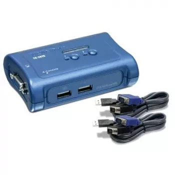 TRENDnet 2-Port USB KVM Slēdzis ar Kabeļu Komplektu, 2048 x 1536 Izšķirtspēja, Ierīču Uzraudzība, Automātiskā Skenēšana, Skaņas Signāls, USB 1.1
