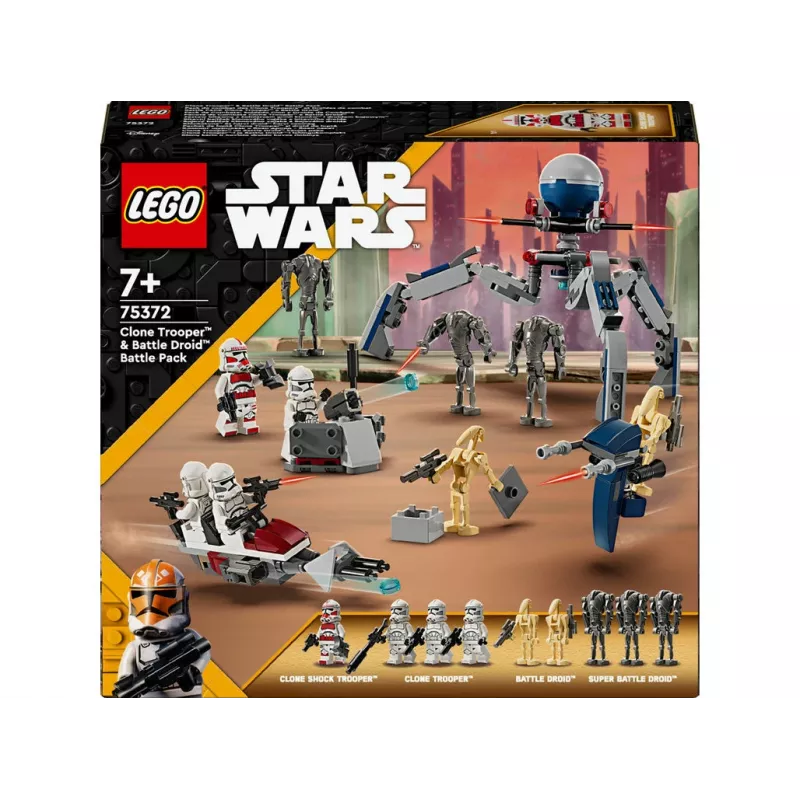 LEGO Star Wars Clone Trooper & Battle Droid Battle Pack ar ātrumvelosipēdu, 4 minifigūrām un 5 figūrām