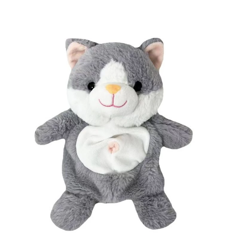 Plīša kaķa lelle TULILO 9343, roku lelle, 26 cm, mīkstā rotaļlieta