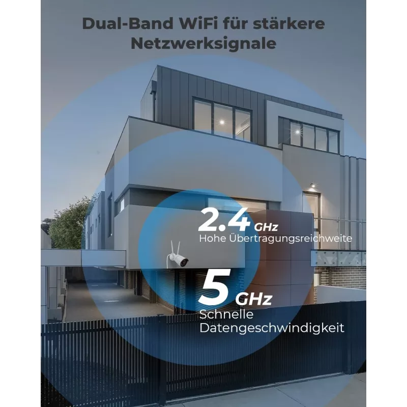 Reolink W320 - 5MP āra drošības kamera, 2.4/5 GHz Wi-Fi, Personas/Transportlīdzekļa/Dzīvnieka noteikšana, 100 pēdu nakts redzamība