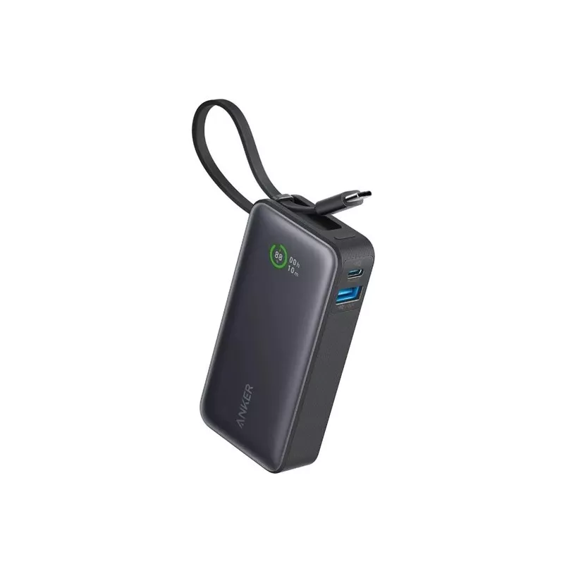 Anker Powerbank 545 NANO 30W 10000mAh ar iebūvētu USB-C kabeli, melna