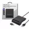 ID kartes skeneris QOLTEC Smart chip ID card scanner — USB, melns, 84.5×65×16 mm, 63 g